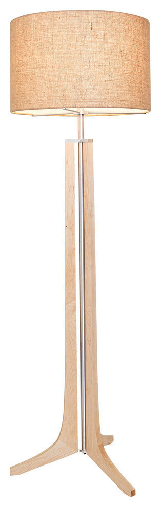 Forma - LED Floor Lamp - Burlap Shade, Wood: Maple, Black Anodized Aluminum