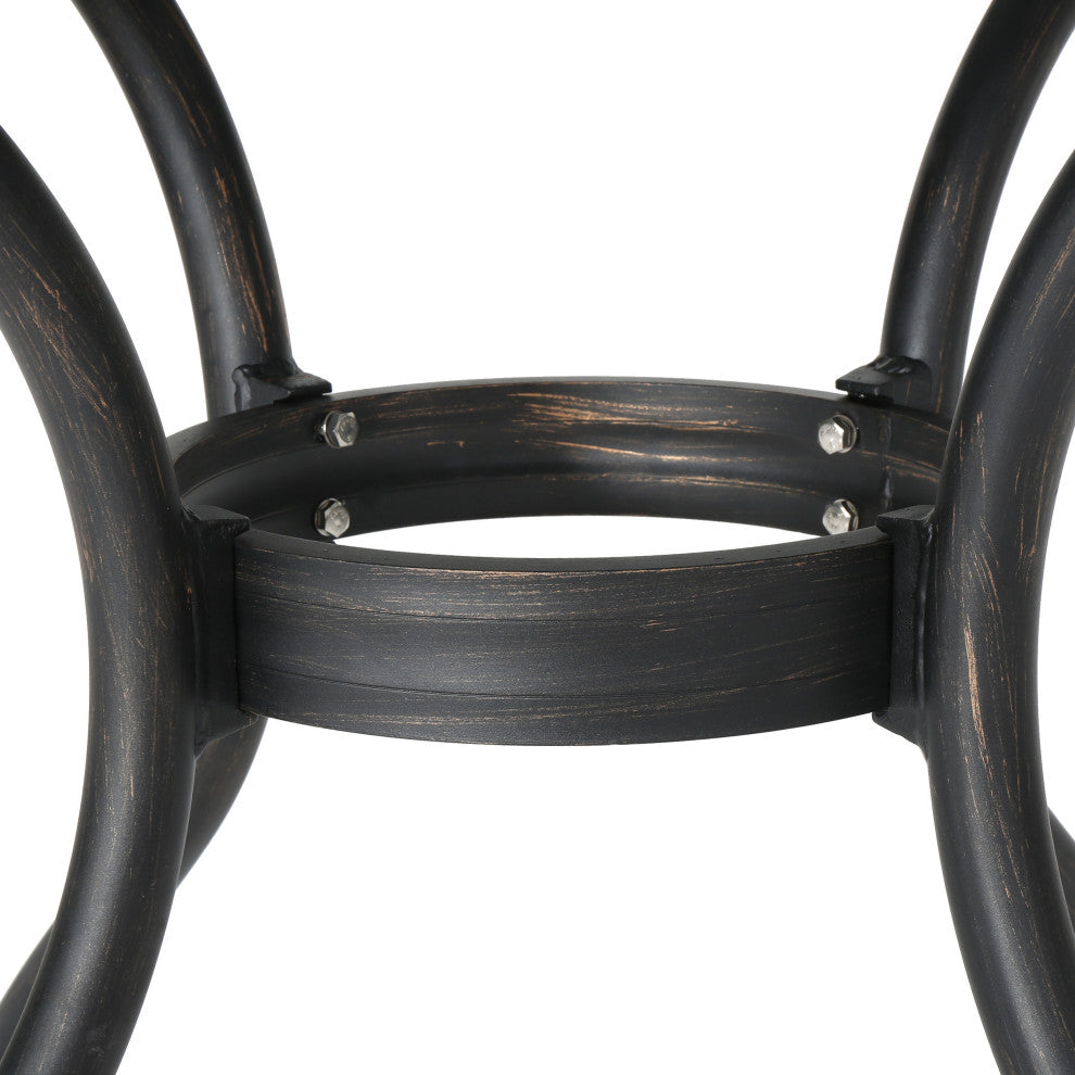 GDF Studio 5-Piece Augusta Outdoor Patina Copper Cast Aluminum Dining Set