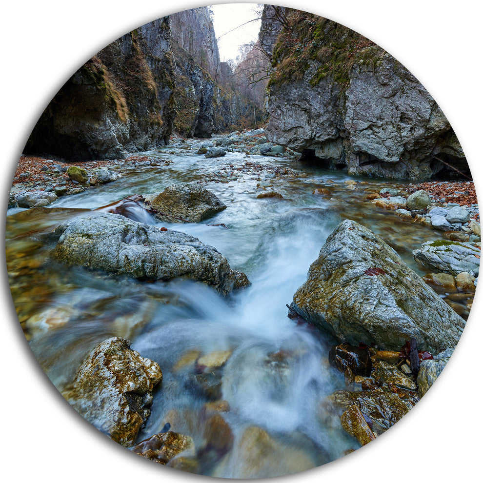 Blue Water In River, Landscape Photography Round Wall Art, 11"