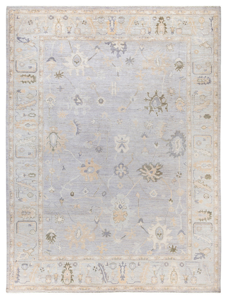Oushak One-of-a-Kind Hand-Knotted Area Rug Light Gray, 9'2" x 11'10"