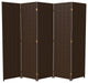 6' Tall Woven Fiber Room Divider, 5 Panel, Dark Mocha