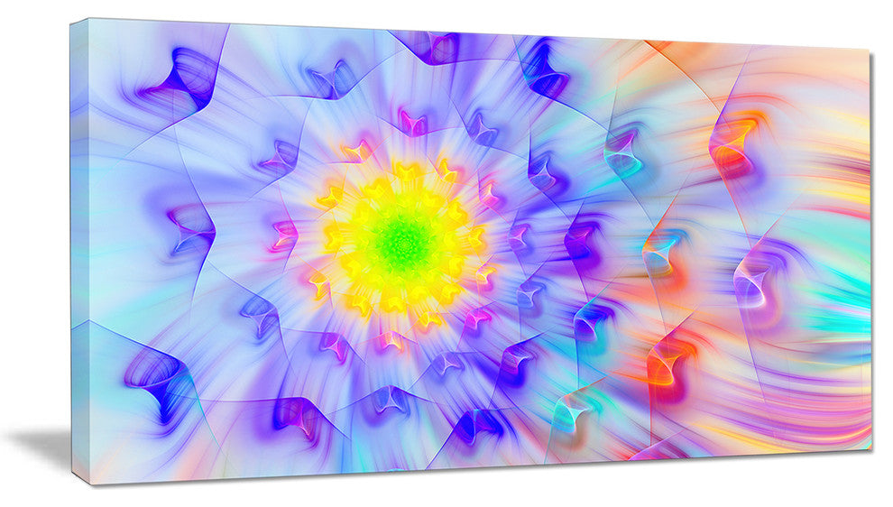 Large Yellow Alien Fractal Flower, Floral Canvas Art Print, 32"x16"