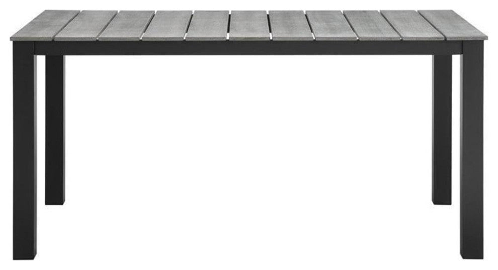 Modway Maine 63" Modern Aluminum Patio Dining Table in Brown/Gray