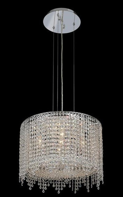 Elegant Moda Dining Room Light, Chrome Finish With Royal Cut Crystal