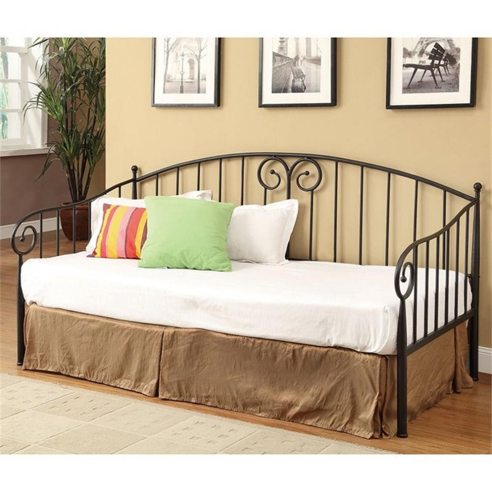Coaster Grover Traditional Twin Metal Daybed with Scrolled Accents in Black