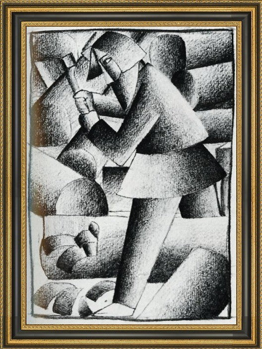 Kazimir Malevich Woodcutter - 16" x 24" Framed Premium Canvas Print