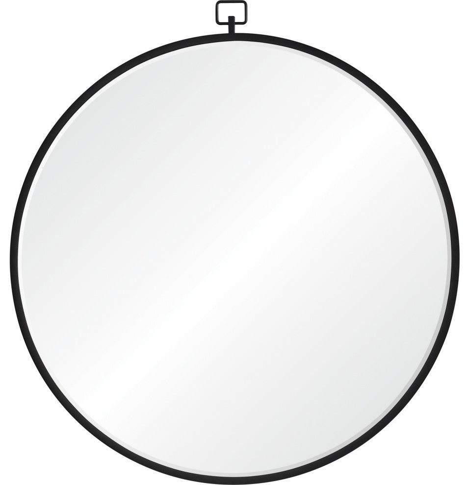 Rayden 36" round decorative matte black wall mirror