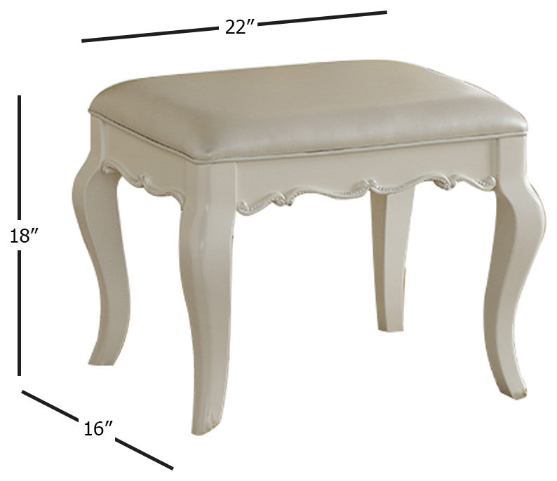 Edalene Vanity Stool, Pearl White