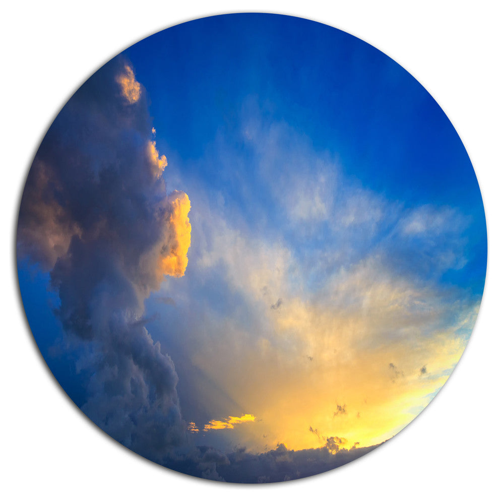 Dramatic Sunset Sky With Thunderstorm, Beach Round Wall Art, 36"