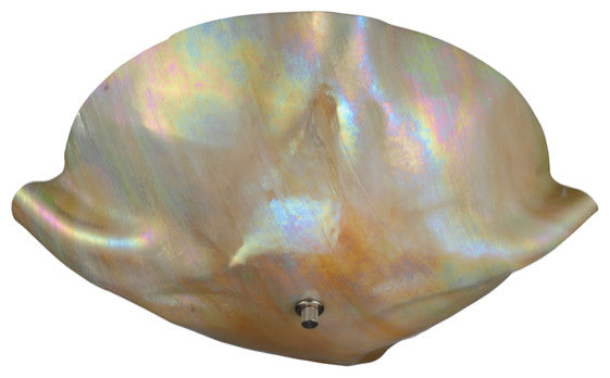 16" W Metro Beige Iridescent Organic Art Glass Flush Mount