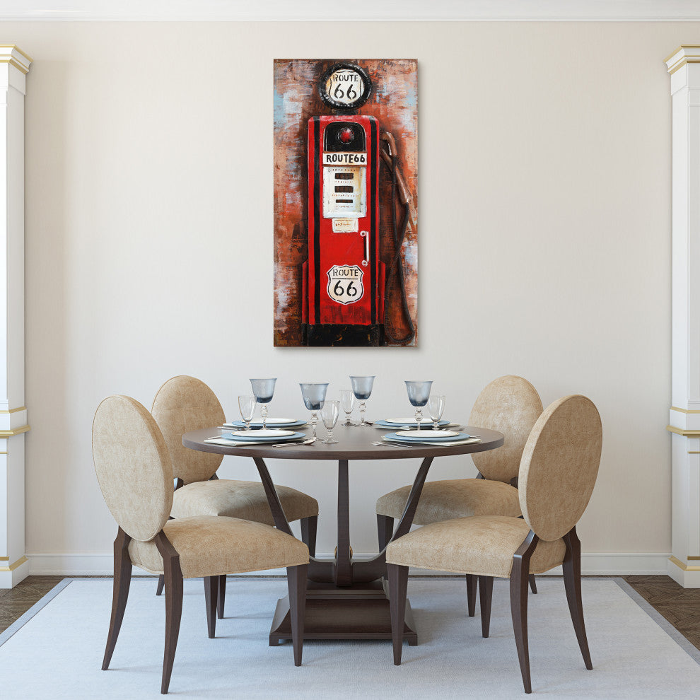 "Gas Pump" Primo Mixed Media Hand Painted Iron Wall Sculpture,24"x 48"