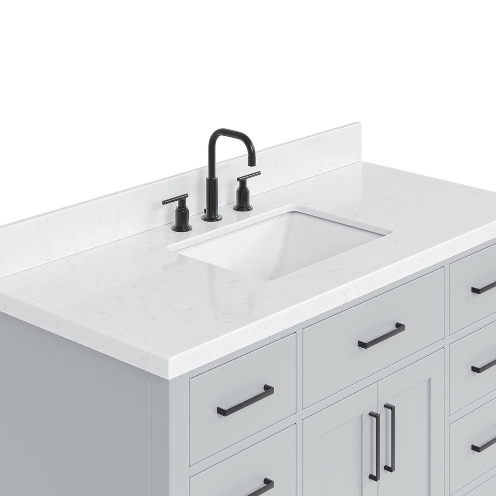 Ariel Hepburn 48" Single Rectangle Sink Vanity, Carrara Quartz