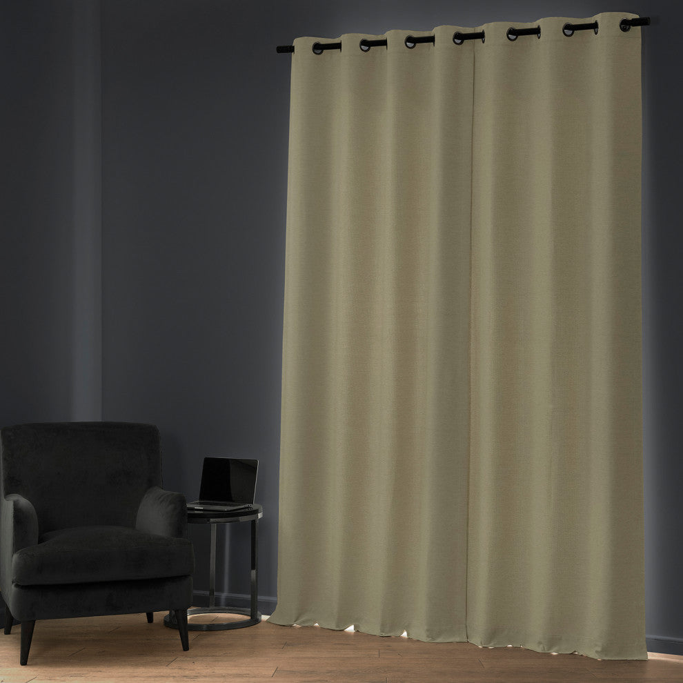 Oat Cream Bellino Grommet Blackout Room Darkening Curtain Single Panel, 50"x108"