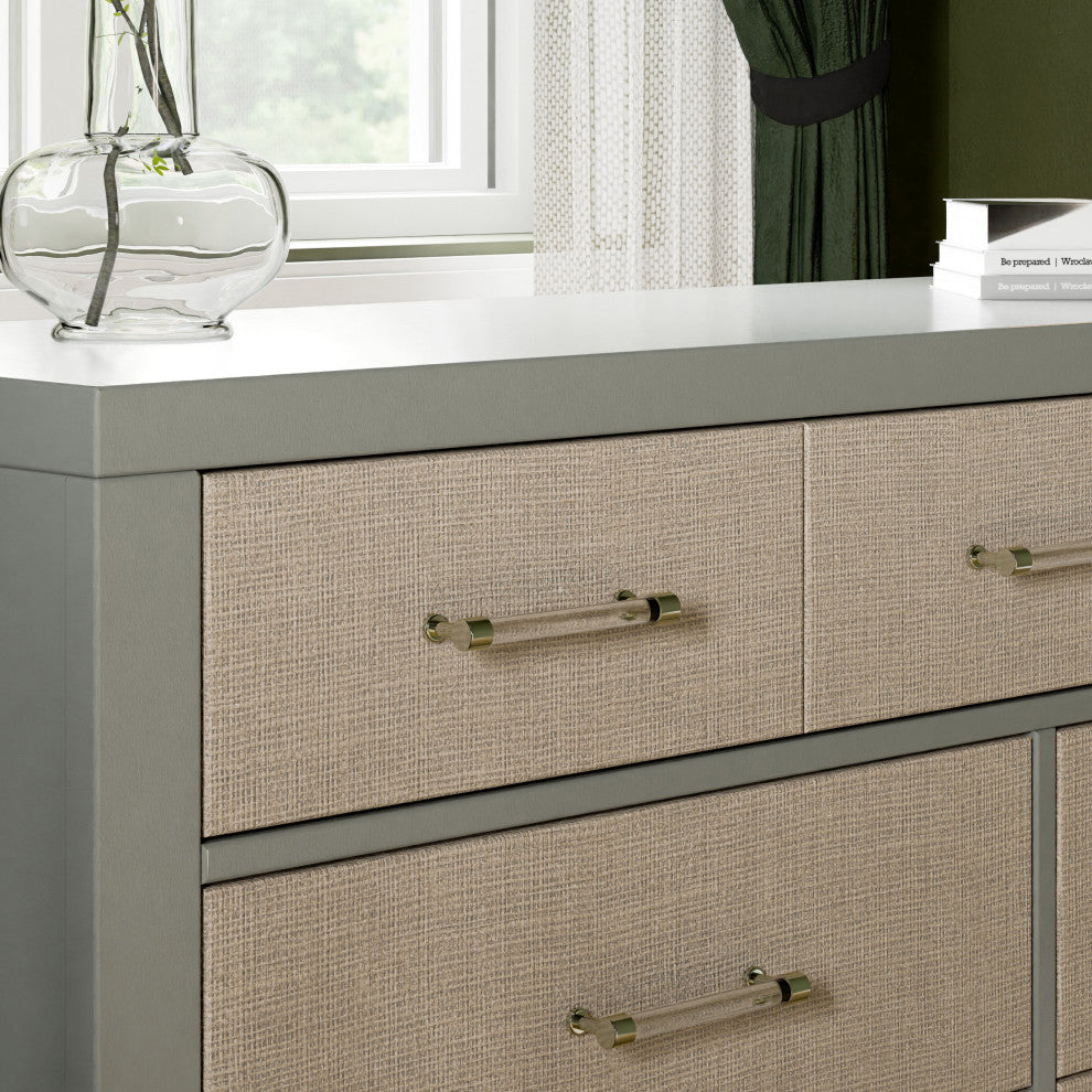 Eloise 7-Drawer Assembled Dresser, French Sage and Performance Sand Eco-Weave