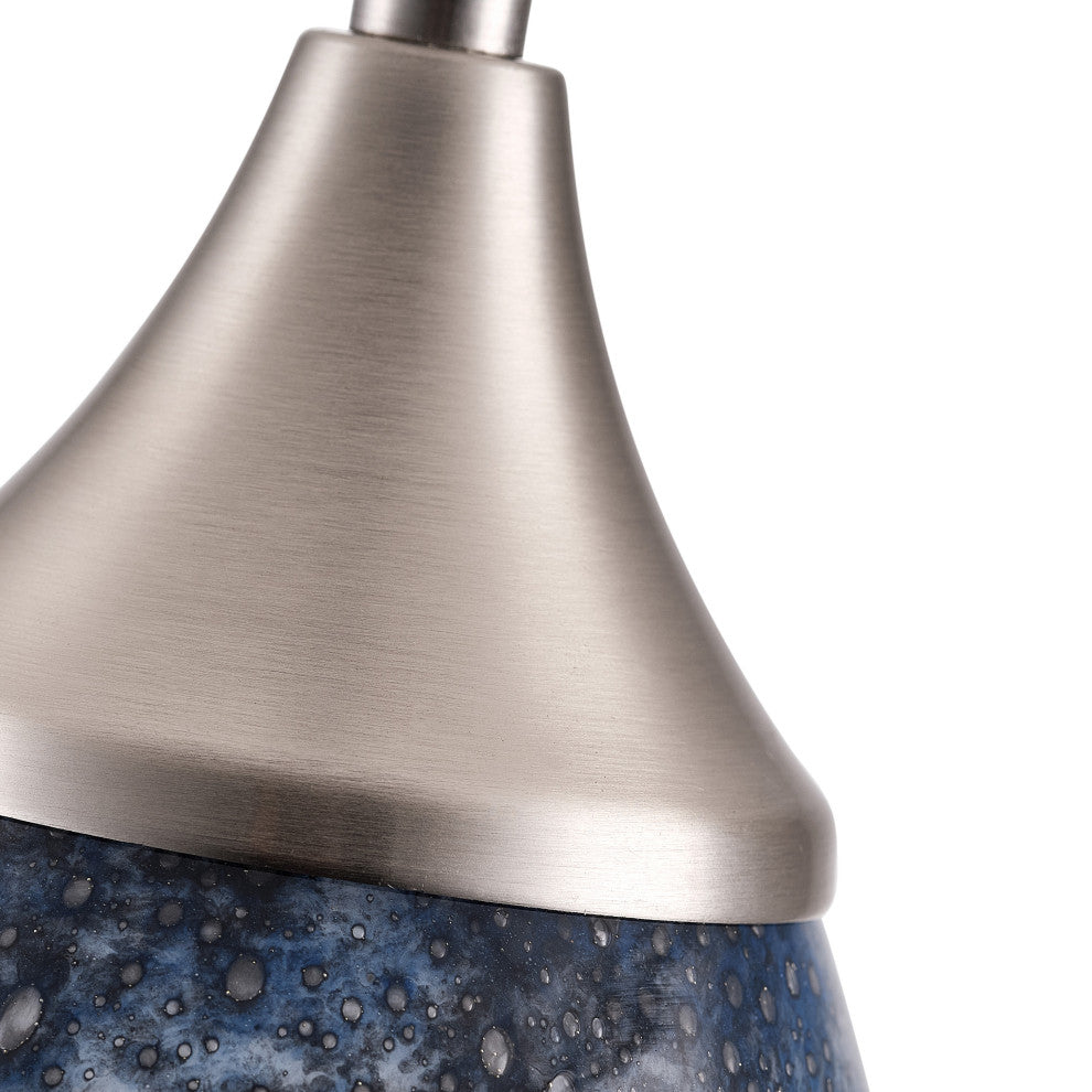 Modern Marble Art Glass Pendant Light With Brushed Nickel Finished, Blue