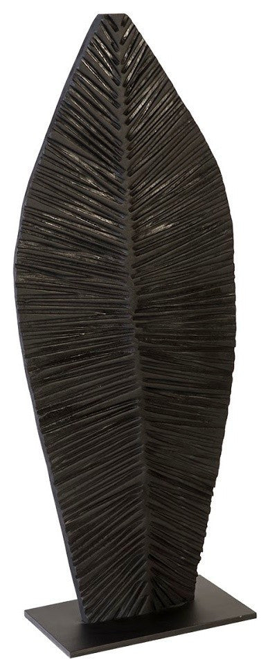 Carved Leaf on Stand, Burnt, Small