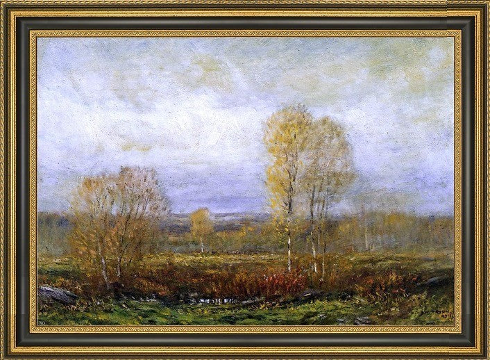 Dwight W Tryon Autumn Day Framed Premium Canvas Print, 24"x16"
