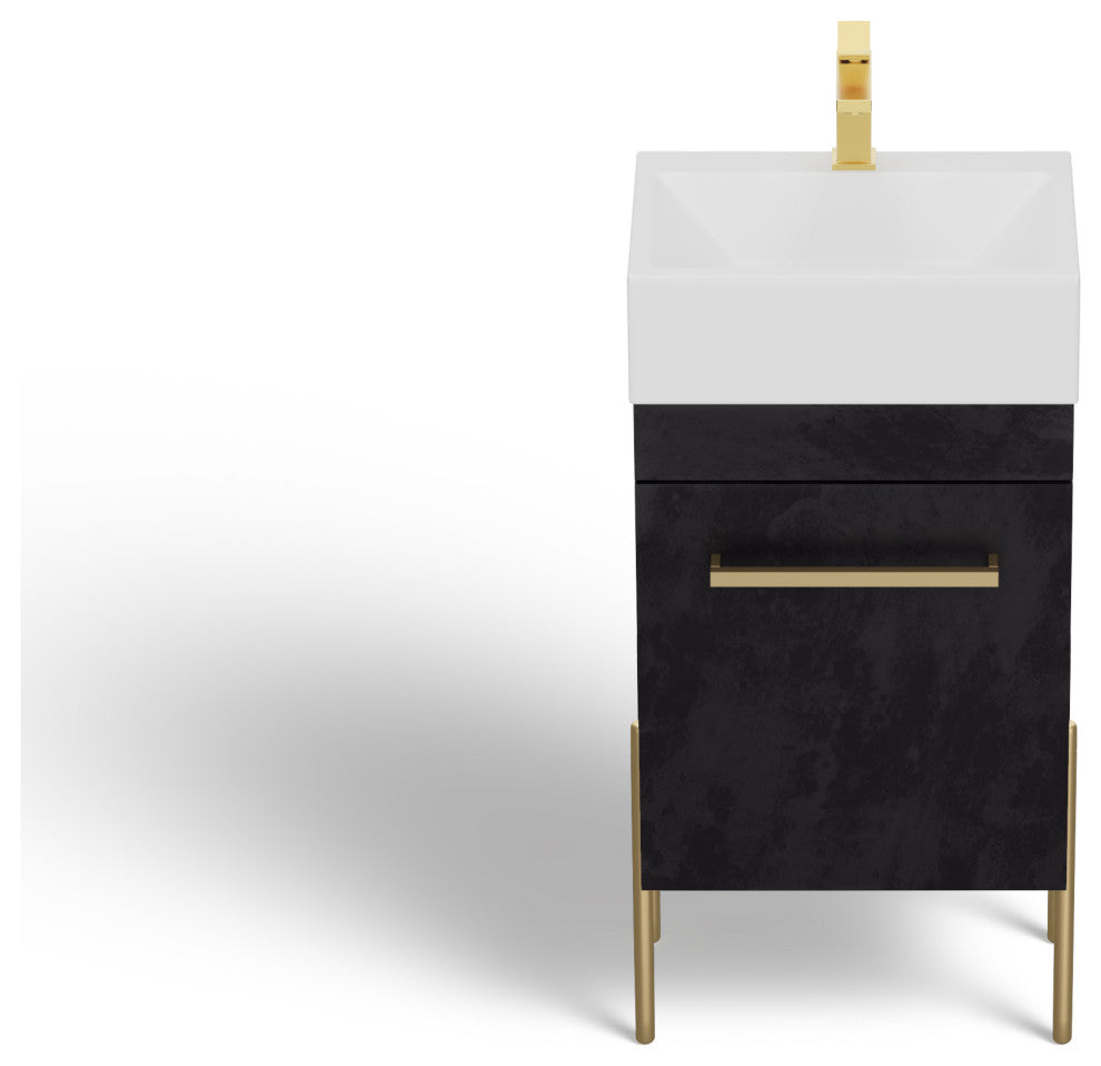 Ravena, Bathroom Vanity, Black, 18", Single Sink, Freestanding