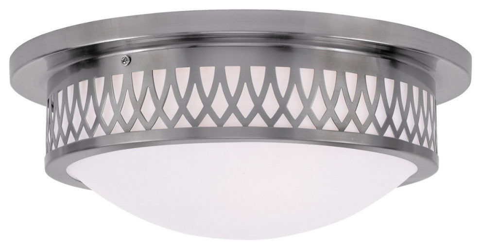 Livex 7353-91 3-Light Brushed Nickel Ceiling Mount, Brushed Nickel