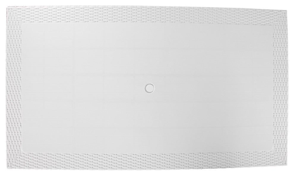 LeisureMod Mace Modern Weave Design Outdoor Patio Rectangle Dining Table, White