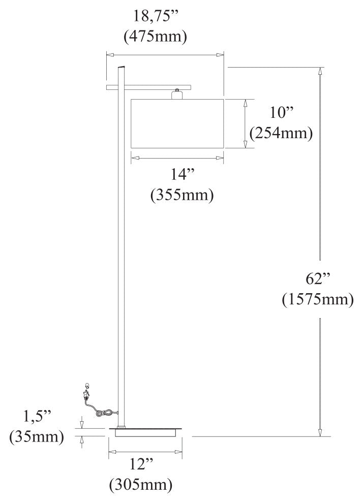 1-Light Floor Lamp, Satin Chrome Finish