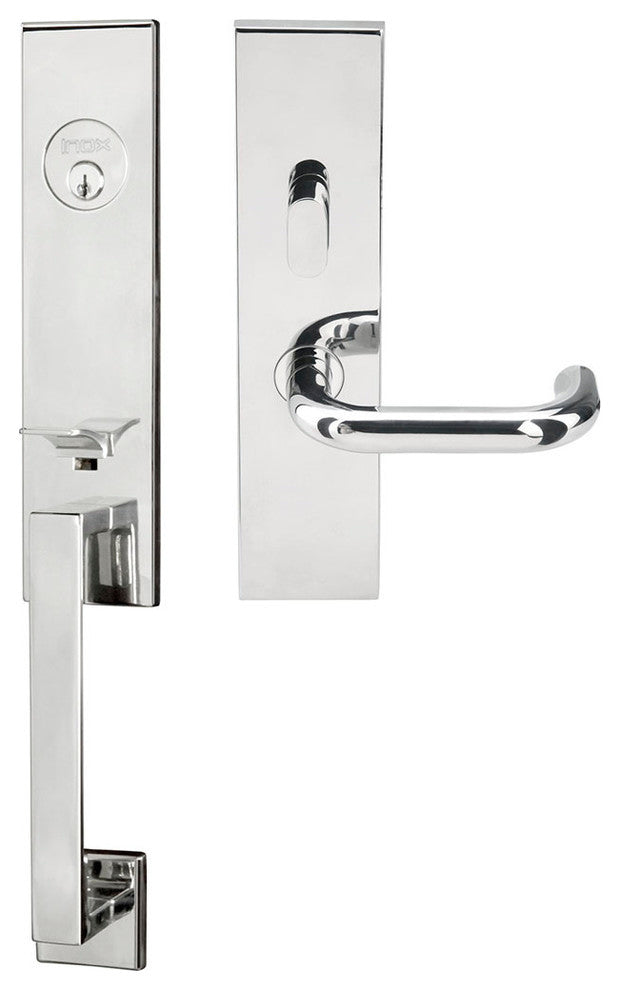 Munich Lever, Mortise Entry Handleset, RHR, Polished Stainless Steel