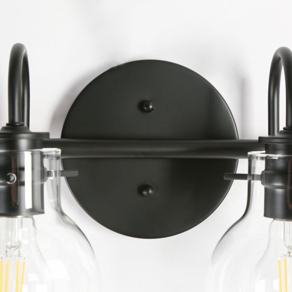 LNC Modern Matte Black Globe Clear Glass Bathroom Vanity Light, 4 Lights