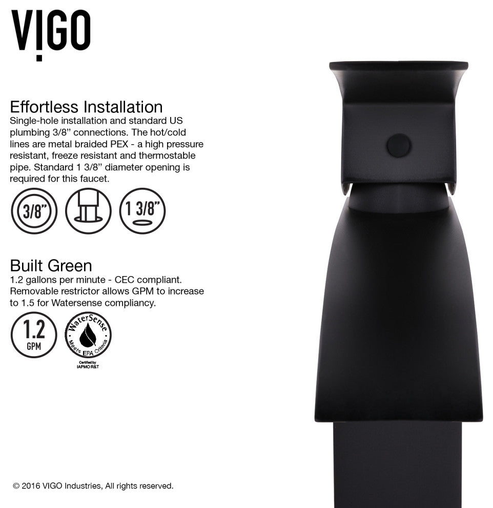 VIGO Satro 7" H Single Handle Single Hole Bathroom Faucet, Matte Black