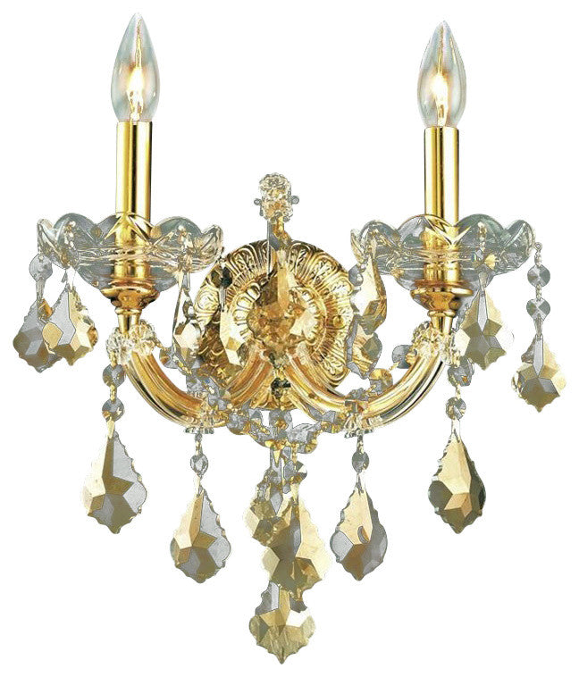 Elegant Maria Theresa Wall Sconce, Gold Finish With Royal Cut Crystal