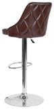 Trieste Contemporary Adjustable Height Barstool, Brown Leather