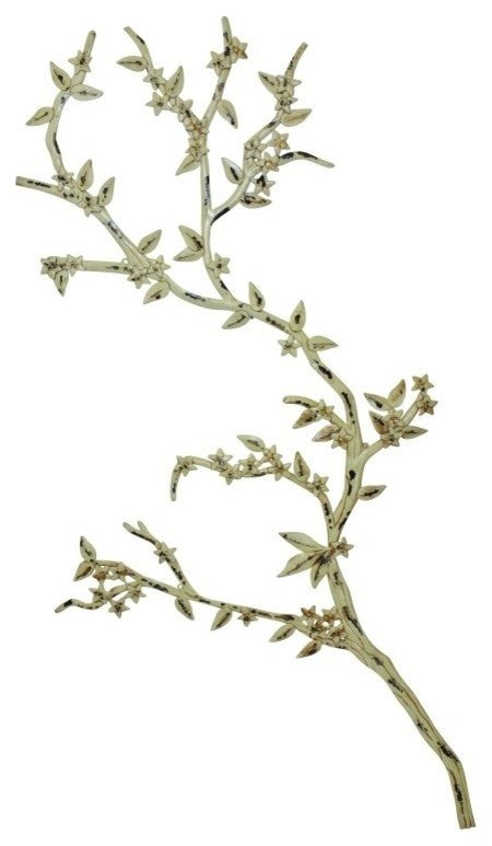 Tall Large 30"x50" Tree Branch Metal Wall Art, Cream White Cottage Distressed