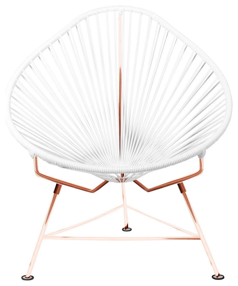 Junior Indoor/Outdoor Handmade Acapulco Chair, White Weave, Copper Frame