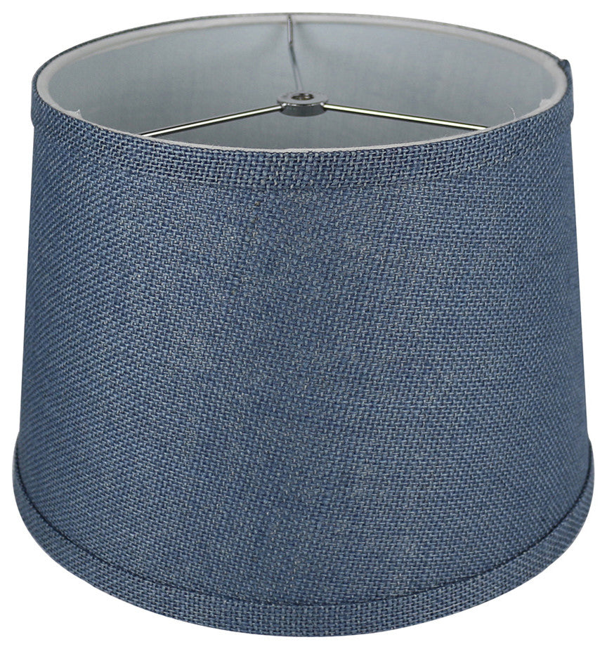 French Drum Burlap Lampshade, 10"x12"x8.5", Denim Blue