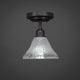 Vintage 1 Bulb Semi-Flush In Dark Granite, 7" Frosted Crystal Glass