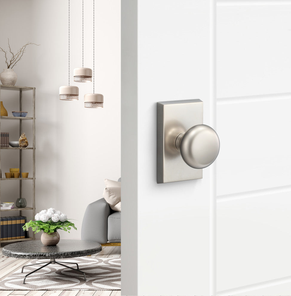 Ridgecrest Mountain Oakley Single Dummy Door Knob with Square Rosette, Nickel