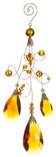 Faceted Beaded Teardrop Scrolling Christmas Ornament, Amber Gold, 9.75"