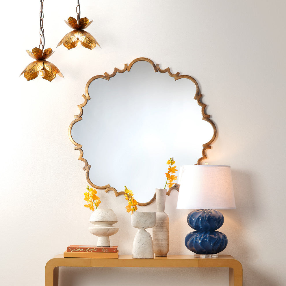 Saint Albans Steel Mirror, Antique Brass