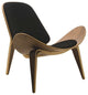 Artemis Lounge Chair by Nuevo Living, American Walnut Frame, Black Fabric Pads