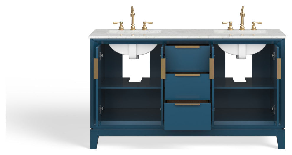 The Ezra Bathroom Vanity, Monarch Blue, 60", Double Sink, Freestanding