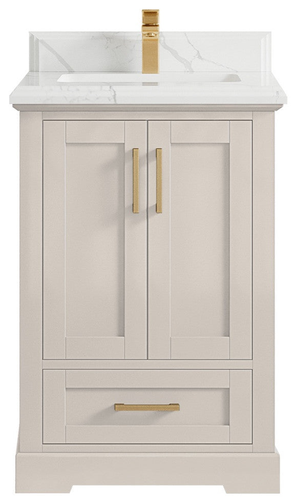 Boston 24" Single Sink Bath Vanity in Fine Grain 1.5" Calacatta Laza