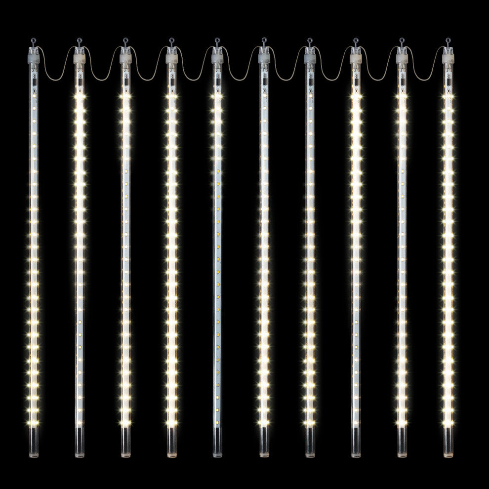 135"L Hanging Icicle Outdoor Lights with Chasing Warm White LED Lights