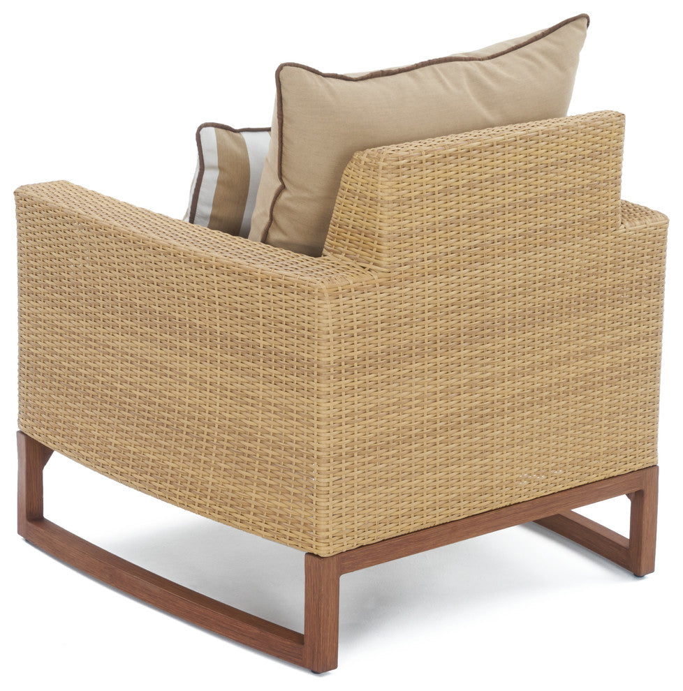 Milea 5 Piece Sunbrella Outdoor Patio Club Chair and Ottoman Set, Maxim Beige