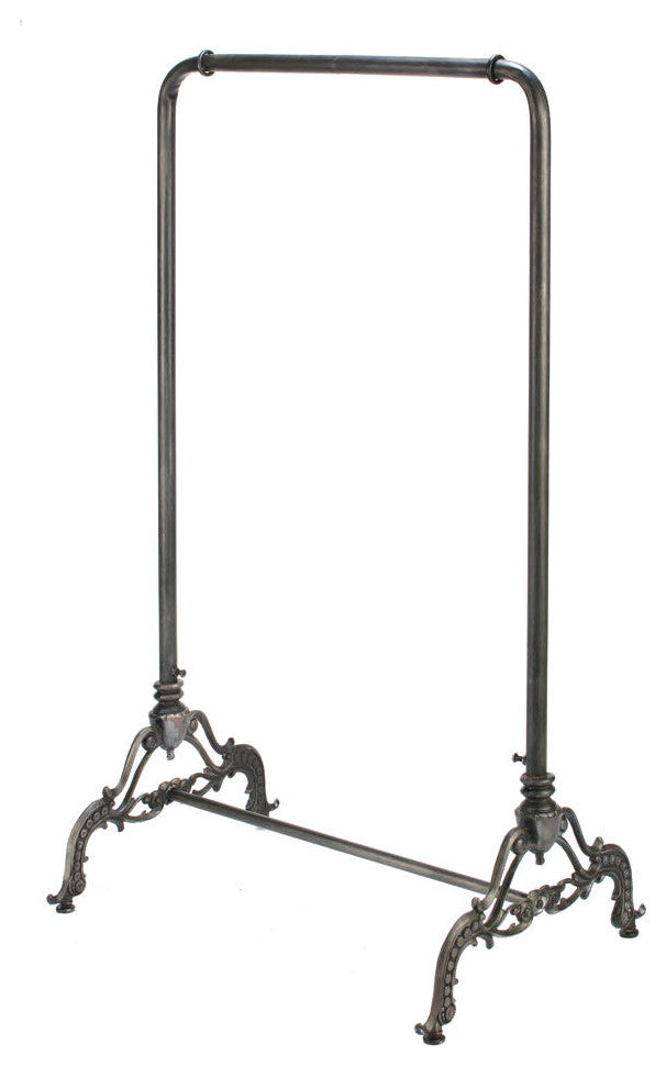 56"H Vintage Black Iron Metal Clothing Rack