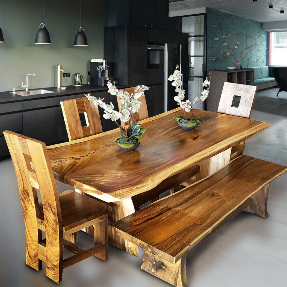 Suar Live Edge Unique Slab Dining Table, 79" Long