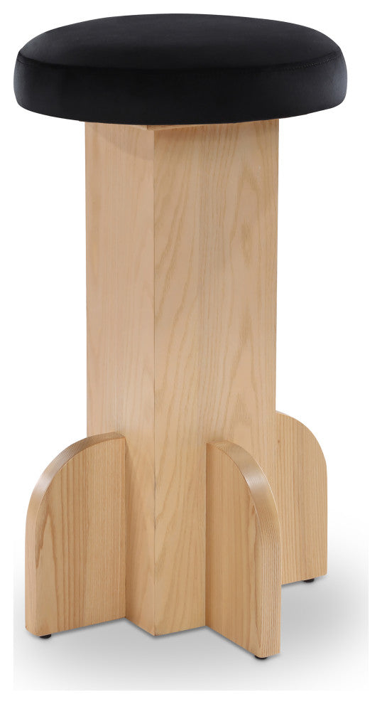 Wyatt Velvet Upholstered Stool, Black