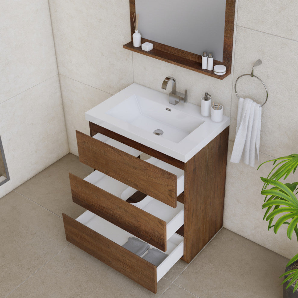 Paterno 30" Bathroom Vanity With Sink, Rosewood