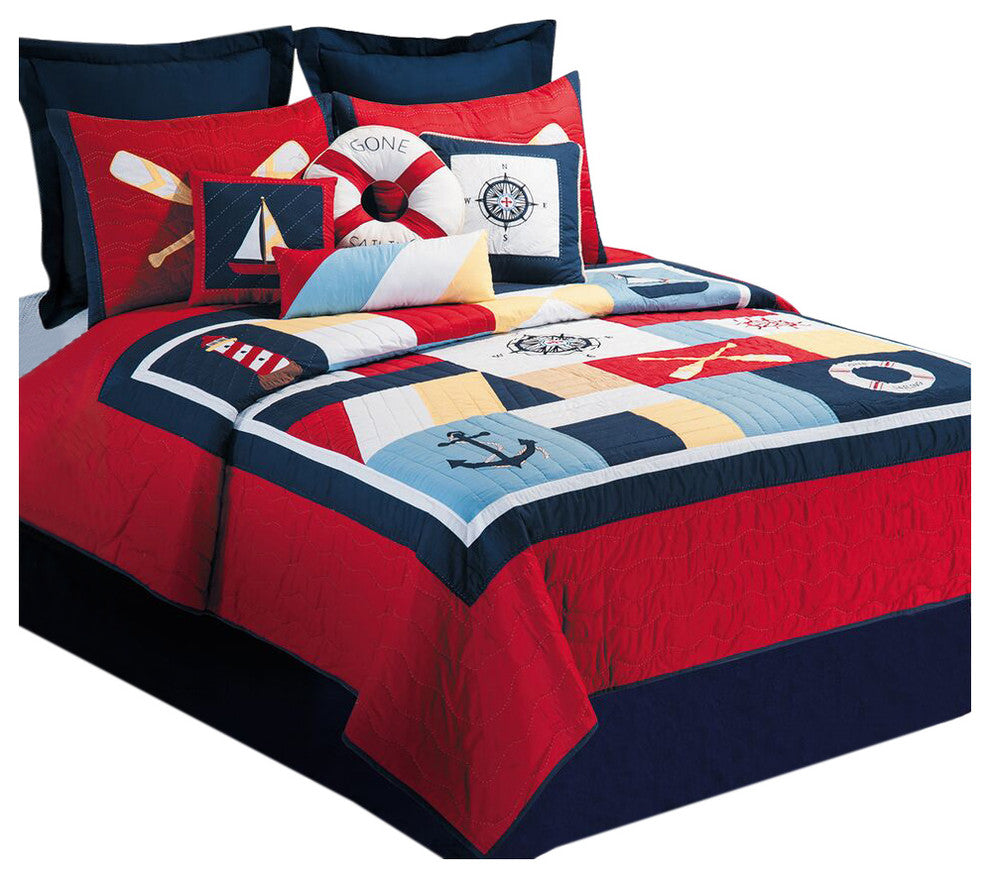 Sail Away Twin Quilt Ensemble by C & F, 8-Piece