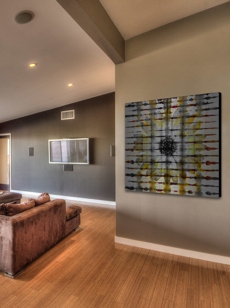 "Daisy Window" UV Ink Print on Brushed  Aluminum, 40"x40"