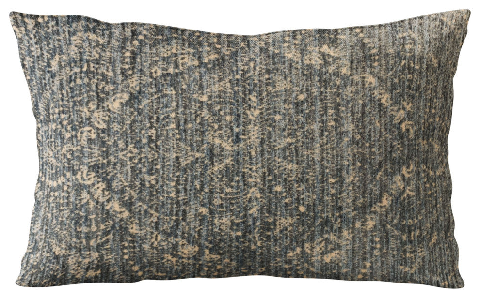 Plutus Blue Hidden Planet Medallion Luxury Throw Pillow, 24"x24"