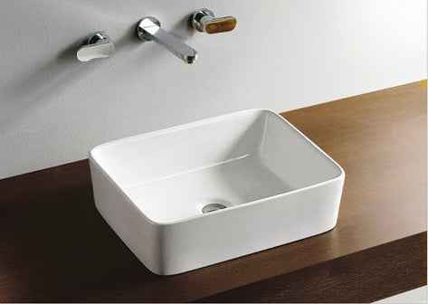 Fine Fixtures Freestanding White Vitreous China Square Modern Vessel Sink